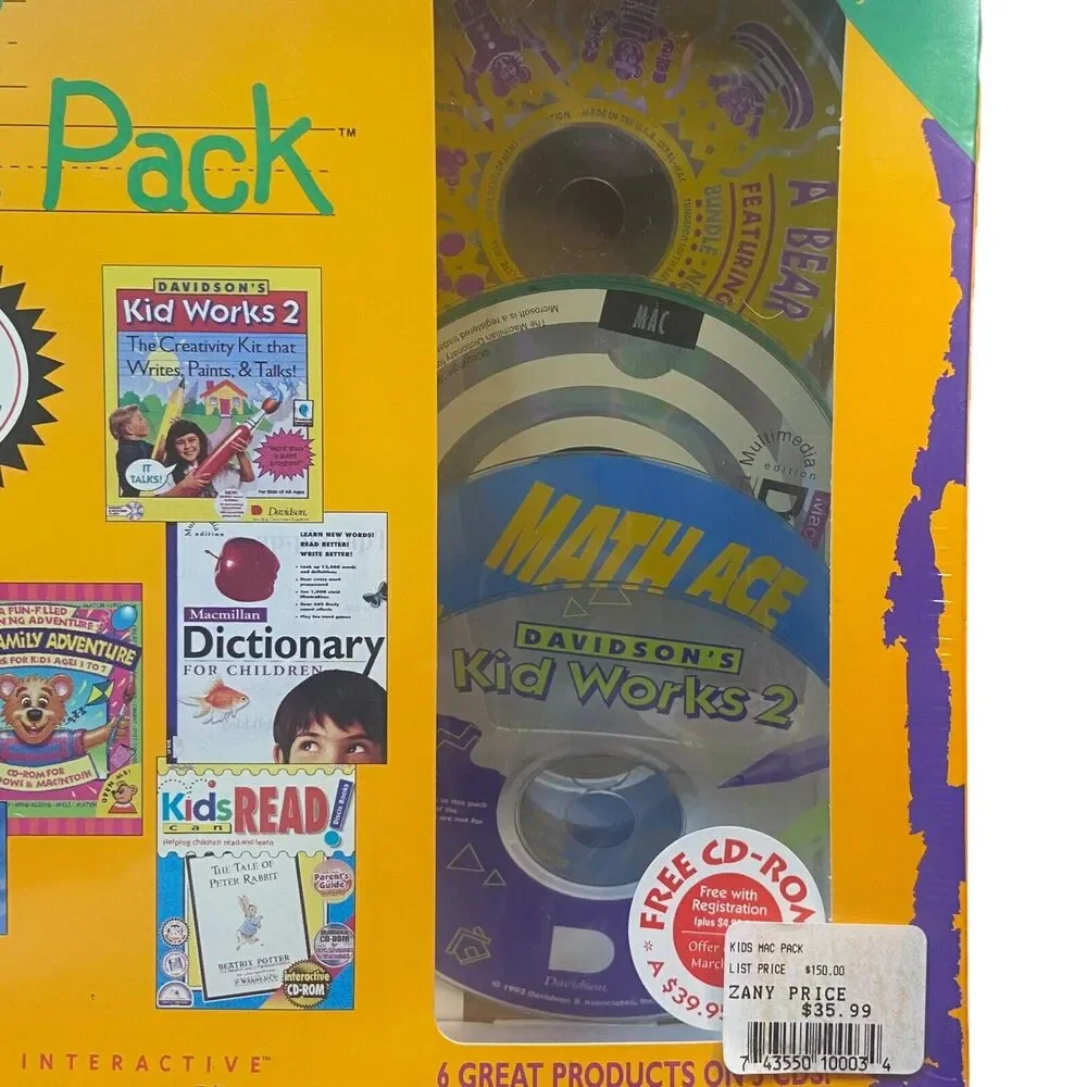 SEALED 1995 Kids Mac Pack 6 CD-ROM MAC Computer Games Palladium Interactive 90s